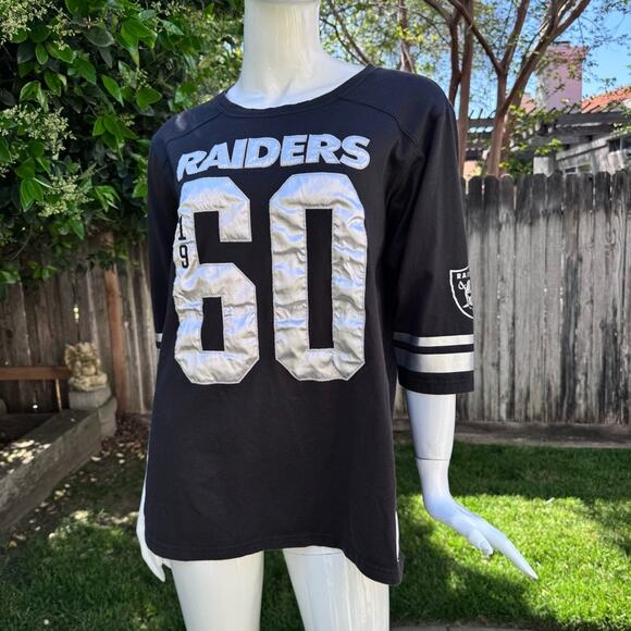 RARE NFL x PINK Victoria Secret Raiders Football Jersey Black Silver Women's S - Picture 1 of 10